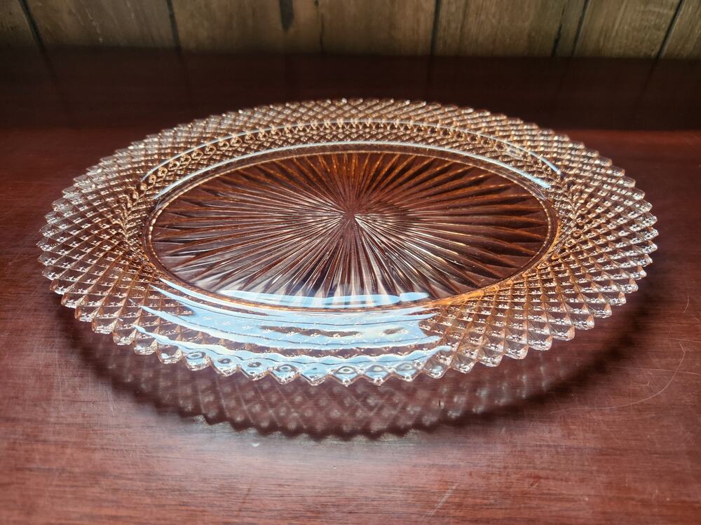 Vintage Anchor Hocking Old Colony Lace Edge Pink Depression Glass Oval dish